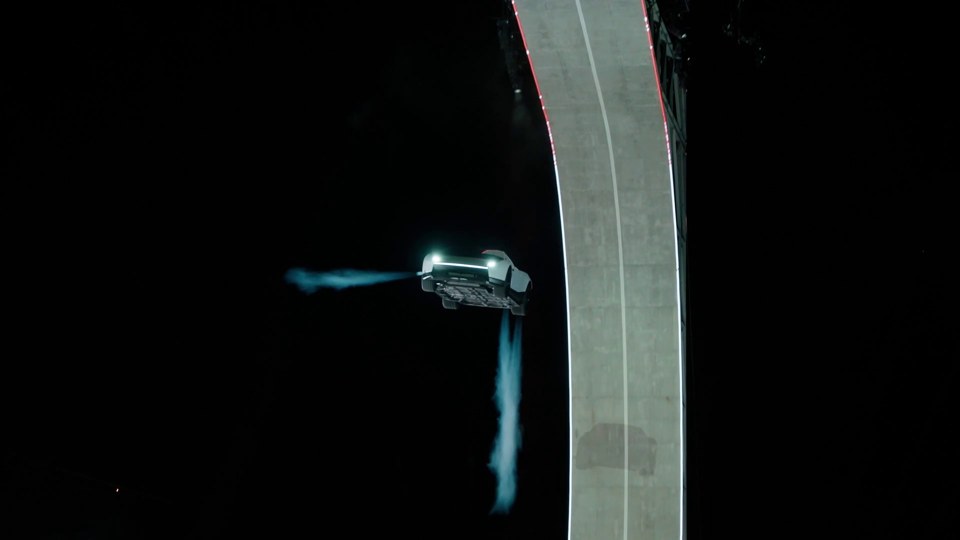 Source at 21 seconds: gas jets beneath and beside the car